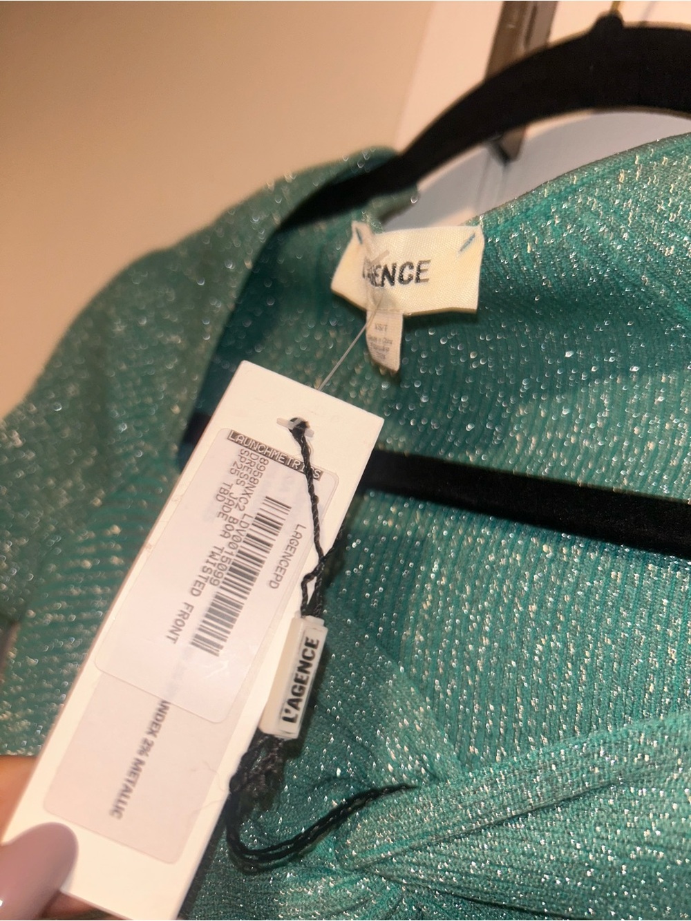 L'AGENCE Boa Teal Twist Front Cutout Knit Midi Dress NWT - XSmall - Picture 9 of 10